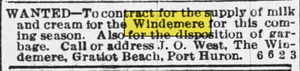 Gratiot Inn (Windemere Hotel) - Jun 1908 Ad For Windemere